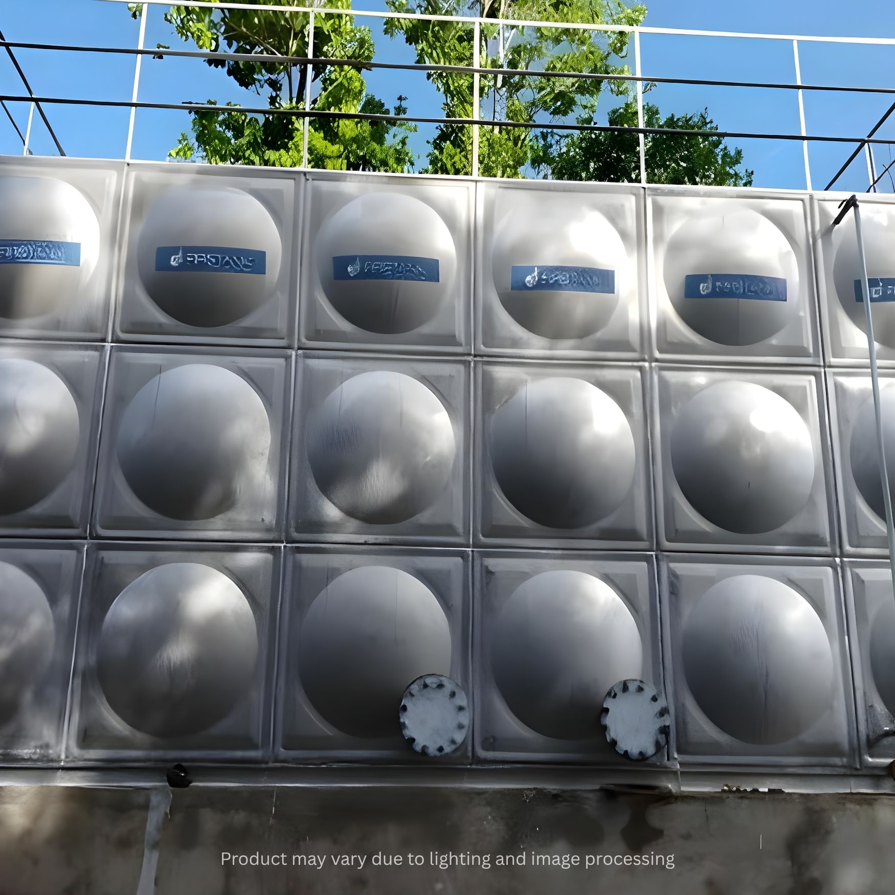 Modular Stainless Steel Water Tank on top of a building