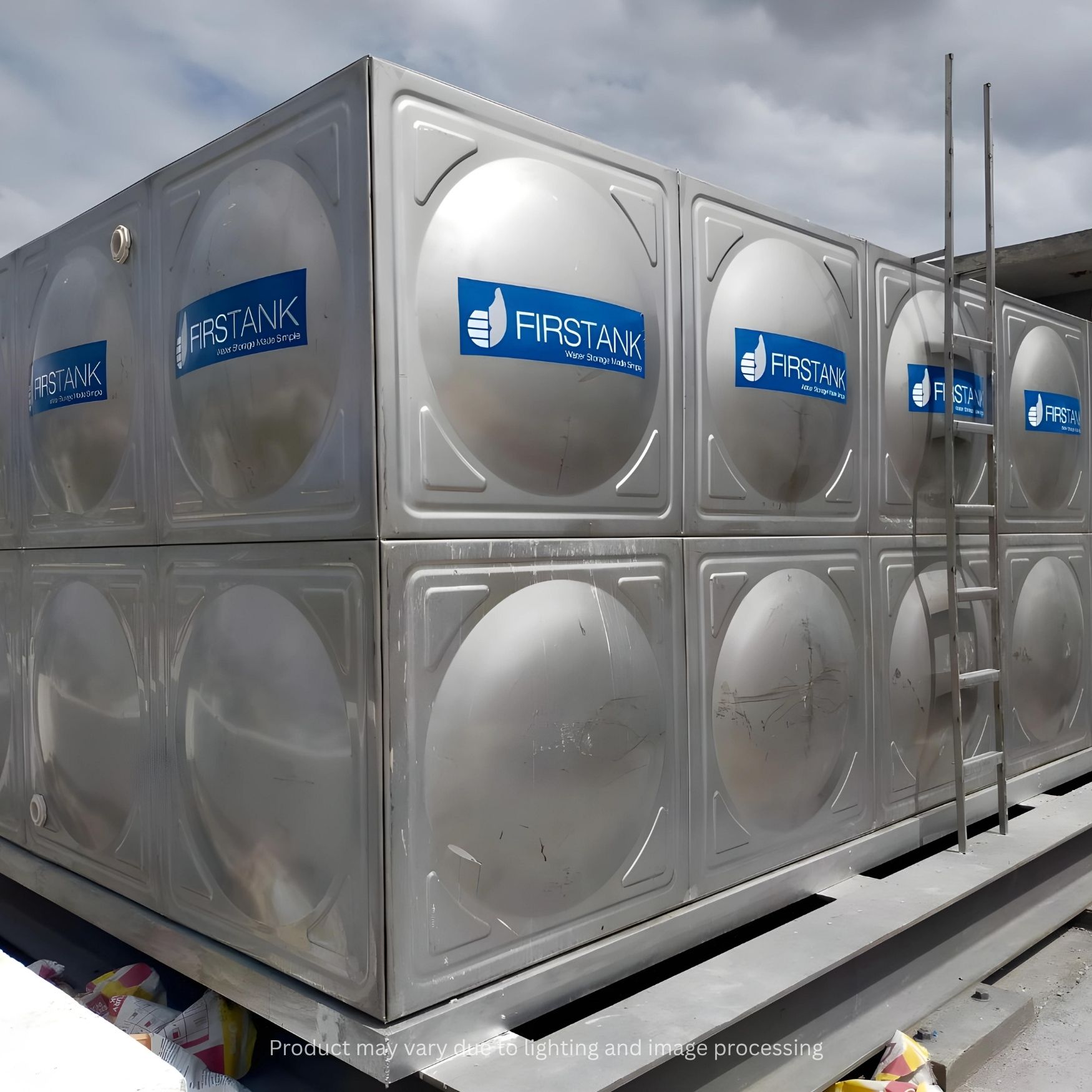 Modular Stainless Steel Water Tank on top of a building