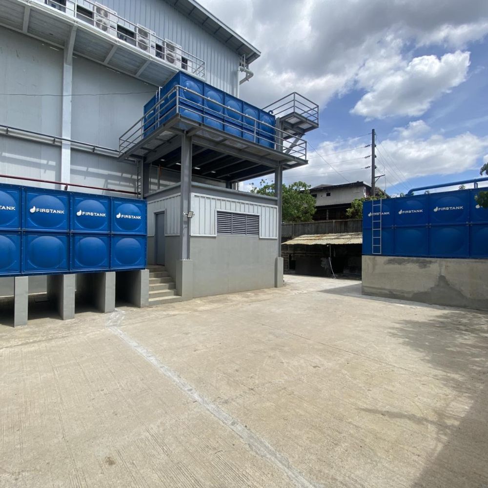 4 Elevated Modular water storage tank, made of Fiberglass Reinforced Polyester (FRP)