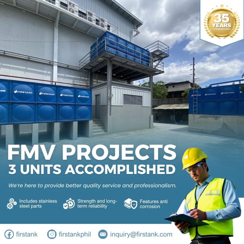 Social media posting template Modular water storage tank, made of Fiberglass Reinforced Polyester (FRP). edited